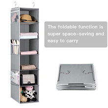 Load image into Gallery viewer, Univivi Shelves Hanging Organizer 6 - Layer Collapsible Hanging Closet Organizer with 6 Side Pockets Closet Hanging Shelves (Gray)

