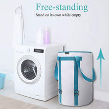 Load image into Gallery viewer, BASICPOWER Large Laundry Basket Foldable Laundry Bag Backpack, Water-Proof Storage Hamper with Adjustable Strap and Drawstring Closure Lid

