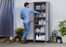 Load image into Gallery viewer, Keter Storage Cabinet with Doors and Shelves for Tool and Home Organization, White &amp; Grey
