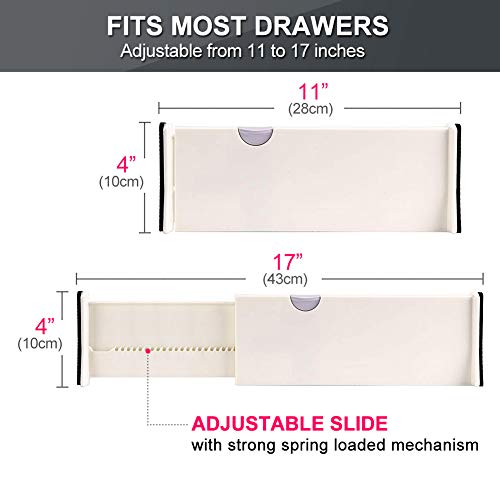 JONYJ Drawer Dividers Organizer 4 Pack Adjustable Separators with 8 Inserts  4