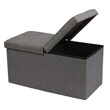 Load image into Gallery viewer, B FSOBEIIALEO Storage Ottoman with Filpping Lids, Ottoman Storage Bench Footrest Seat, Storage Organizer Toy Chest Linen 30&quot;x15&quot;x15&quot; (Grey)
