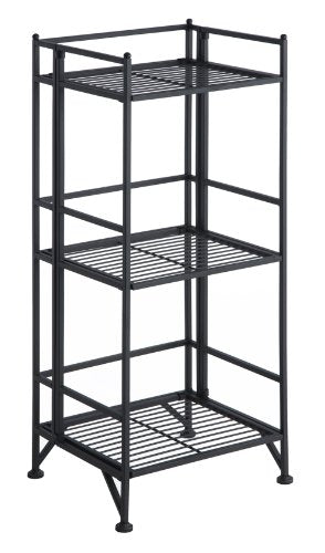Convenience Concepts Xtra Storage 3-Tier Folding Metal Shelf, Black