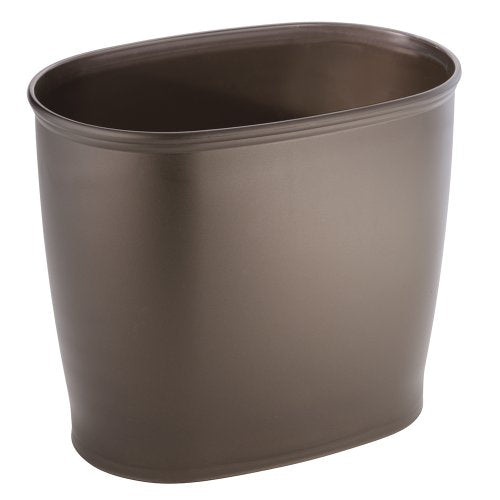 iDesign Kent Oval Waste Can, Trash Can for Bathroom, Bedroom, Office - Bronze