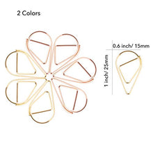 Load image into Gallery viewer, Gold and Rose Gold Cute Paper Clips Set, 300 Pcs Smooth Stainless Steel Tear-Shaped Wire Paperclips Small for Office Supplies Wedding Women Girls Kids Students Paper Document Organizing
