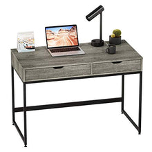 Load image into Gallery viewer, Bestier 43.3 Inch Computer Desk with 2 Drawers, Laptop Study Table Writing Desk for Home Office, Makeup Vanity Console Table, Gray
