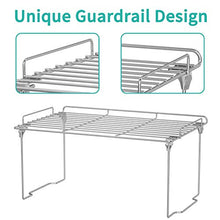 Load image into Gallery viewer, Stackable Cabinet Shelf Kitchen Cabinet Organizers and Storage, 2 Pack Pantry Shelves Organizer with Guardrails Design for Safely Storing Kitchen Counter Bedroom Bathroom Accessories, Stainless Steel
