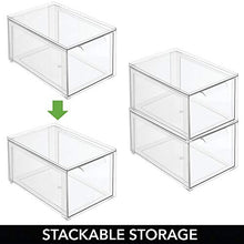 Load image into Gallery viewer, mDesign Plastic Stackable Closet Storage Box with Pull-Out Drawer - Container for Organizing Men&#39;s and Women&#39;s Shoes, Sandals, Wedges, Flats, Heels, and Accessories - 4 Pack - Clear
