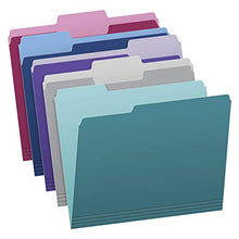 Load image into Gallery viewer, Pendaflex Two Tone Color File Folders, Letter Size, Assorted Colors (Teal, Violet, Gray, Navy and Burgundy), 1/3-Cut Tabs, 5 Color, 100/Box, (02315)
