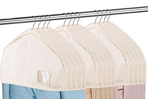 MISSLO Cotton Shoulder Covers for Clothes Hanging Breathable Garment Bag Clothing Dust Protector Closet Storage with 2
