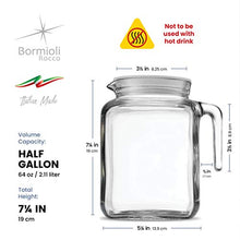 Load image into Gallery viewer, Bormioli Rocco Hermetic Seal Glass Pitcher With Lid and Spout [68 Ounce] Great for Homemade Juice &amp; Cold Tea or for Glass Milk Bottles
