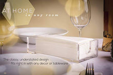 Load image into Gallery viewer, Acrylic Napkin Holder - Guest Towel Holder Tray for Bathroom, Kitchen or Dinner Table - Clear as Glass with Nonslip Feet - an Elegant Dispenser to Show Off your Hand Towels
