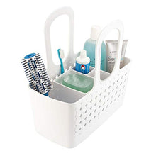 Load image into Gallery viewer, iDesign Orbz Plastic Bathroom Shower Tote, Small Divided College Dorm Caddy for Shampoo, Conditioner, Soap, Cosmetics, Beauty Products, 11.75&quot; x 6&quot; x 12&quot;, White
