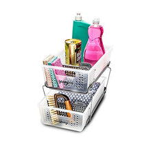 Load image into Gallery viewer, madesmart 2-Tier Organizer Bath Collection Slide-out Baskets with Handles, Space Saving, Multi-purpose Storage &amp; BPA-Fre, Large, Frost-with Dividers
