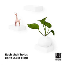 Load image into Gallery viewer, Umbra 325560-660 Showcase Floating Shelves (Set of 3), Gallery Style Display for Small Objects and More, White
