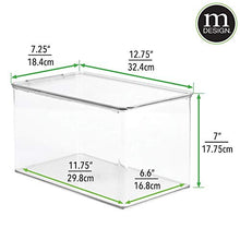 Load image into Gallery viewer, mDesign Stackable Closet Plastic Storage Box with Lid - Container for Organizing Child&#39;s/Kids Toys, Action Figures, Crayons, Markers, Building Blocks, Puzzles, Crafts - 7&quot; High, 2 Pack - Clear

