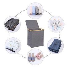 Load image into Gallery viewer, Hosroome Bamboo Laundry Basket with Lid Hampers for Laundry Hamper with Handles Foldable Hamper Easily Transport Laundry,Grey
