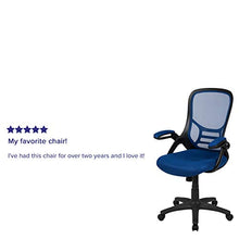 Load image into Gallery viewer, Flash Furniture High Back Blue Mesh Ergonomic Swivel Office Chair with Black Frame and Flip-up Arms
