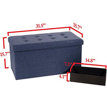 Load image into Gallery viewer, Seville Classics Foldable Tufted Storage Bench Ottoman, Midnight Blue
