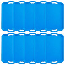 Load image into Gallery viewer, 10-Pack Handled Cafeteria Trays - 14&quot; x 9&quot; Rectangular Wood Grain Textured Plastic Food Serving TV Tray - Great for Restaurant Buffets, Diners, School Lunch, Cafe Commercial Kitchen - Set of 10 (Blue)
