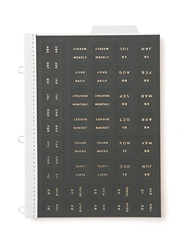 russell+hazel Mini Loop Smartdate Tabs Binder Insert, 1 Sheet of 60 Adhesive Pieces, 7” x 4.25”, Gold (27615)