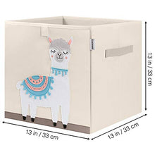 Load image into Gallery viewer, CLCROBD Foldable Animal Cube Storage Bins Fabric Toy Box/Chest/Organizer for Kids Nursery, 13 inch (Llama)
