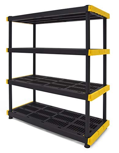 Original Black & Yellow 4-Tier Storage Shelving Unit, Indoor/Outdoor