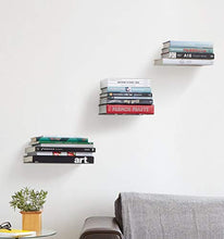 Load image into Gallery viewer, Umbra Conceal Floating Bookshelf, Large, Silver, Set of 3
