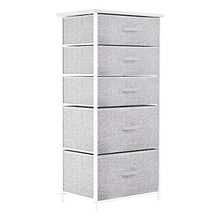 Load image into Gallery viewer, YITAHOME Fabric Dresser with 5 Drawers - High Storage Tower, Organizer Unit for Bedroom, Living Room, Hallway, Closets &amp; Nursery - Sturdy Steel Frame, Wooden Top &amp; Easy Pull Fabric Bins - Light Grey
