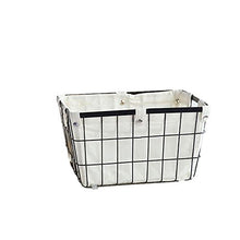 Load image into Gallery viewer, DODXIAOBEUL Handmade -Open Storage Bread Food Basket,Kitchen Cabinet and Pantry Storage Organizer Bin &amp; Containers- Two Cut-Out Handles Wire Metal with Canvas Lining 13x10x7.5 Inches Black
