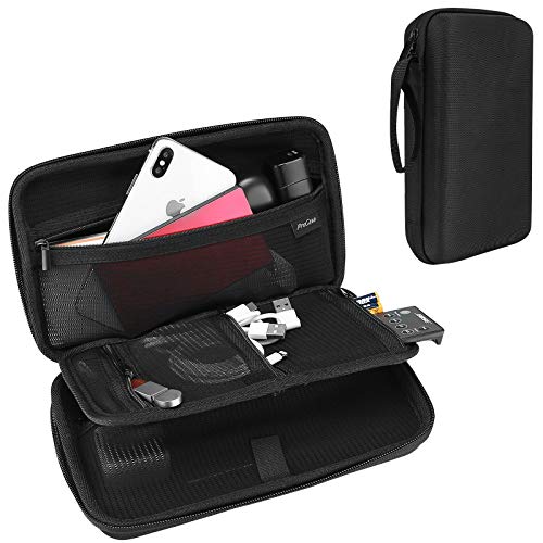 ProCase Hard Travel Tech Organizer Case Bag for Electronics Accessories Charger Cord Portable External Hard Drive USB Cables Power Bank SD Memory Cards Earphone Flash Drive -Black