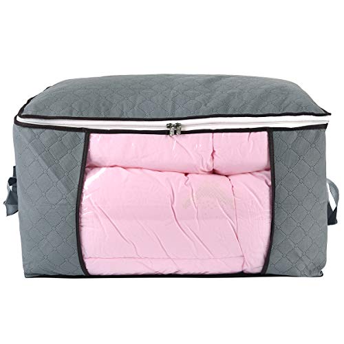 ComboCube Jumbo Zippered Storage Bag for Closet King Comforter, pillow, quilt, bedding, Clothes, Blanket Organizers with Large Clear Window & Carry Handles Space Saver