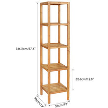 Load image into Gallery viewer, HOMFA 5-Tier Bamboo Shelf Free Standing Bathroom Tower Rack Corner Rack Multi-Functional Storage Organizer Unit
