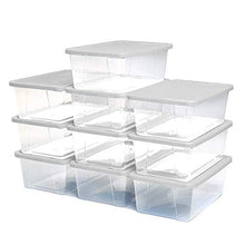 Load image into Gallery viewer, Homz Plastic Storage Bins, Snap Lock White Lids, 6 Quart, Clear, Stackable, 10-Pack
