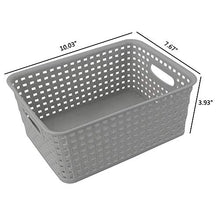 Load image into Gallery viewer, Kiddream Set of 6 Plastic Weave Storage Basket Pantry Organizing Bin (grey)
