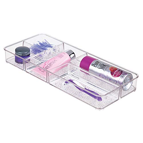 iDesign Rain Plastic Divided Vanity Organizer, Storage Tray for Cosmetics, Makeup, and Accessories on Vanity, Countertop, Bathroom, or Cabinet, 5 Compartments, 5 Compartments, Clear