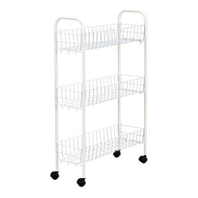 Load image into Gallery viewer, Household Essentials 05121 Slim Line 3-Tier Metal Storage Cart | Laundry Room Rolling Organizer | White
