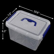 Load image into Gallery viewer, Hespapa 6 Quart Storage Bin, Plastic Latching Box/Container with Clear Lid, Dark Blue Handle and Latches, 4 Packs
