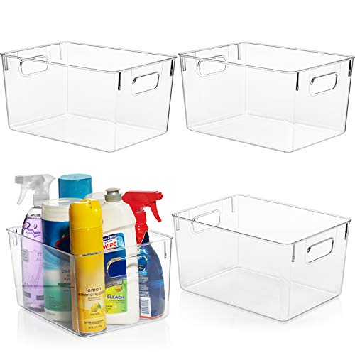 ClearSpace Plastic Storage Bins – Perfect Kitchen Organization or Pantry Storage – Fridge Organizer, Pantry Organization and Storage Bins, Cabinet Organizers - 4 Pack