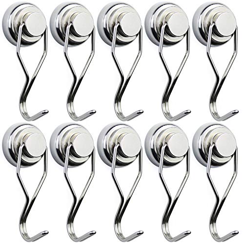 BAVITE Swivel Swing Magnetic Hook New Upgraded, 60LB (10 Pack)Refrigerator Magnetic Hooks ,Strong Neodymium Magnet Hook, Perfect for Refrigerator and Other Magnetic Surfaces,67.5mm(2.66in) in Length