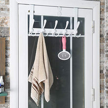Load image into Gallery viewer, Dseap Over The Door Hook Hanger - 5 Tri Hooks, Heavy Duty Over The Door Towel Rack Coat Rack for Clothes Hat Towel, White, 2 Packs
