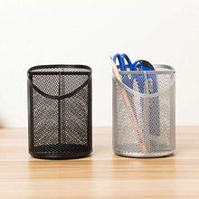 Load image into Gallery viewer, KESYOO Silver Round Steel Mesh Pen Container Pencil Cups Pencil Holder Desktop Storage Container for Home Office Desk Pen Organizer
