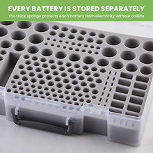 Load image into Gallery viewer, Battery Organizer Holder- Batteries Storage Containers Box Case with Tester Checker BT-168. Garage Organization Holds 225 Batteries AA AAA C D Cell 9V 3V Lithium LR44 CR2 CR1632 CR2032
