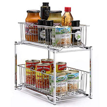 Load image into Gallery viewer, Simple Trending Stackable 2-Tier Under Sink Cabinet Organizer with Sliding Storage Drawer, Chrome
