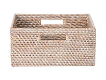 Load image into Gallery viewer, KOUBOO La Jolla Rattan Shelf Handles, Medium, White-Wash Storage Basket
