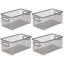 Load image into Gallery viewer, mDesign Metal Farmhouse Kitchen Pantry Food Storage Organizer Basket Bin - Wire Grid Design for Cabinets, Cupboards, Shelves, Countertops - Holds Potatoes, Onions, Fruit - 4 Pack - Bronze
