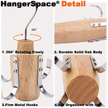 Load image into Gallery viewer, HangerSpace Natural Wooden Belt Hanger 2 Pack, Smooth Finish Solid Wood Belt Racks with 360° Swivel Hook, Space Saving Closet Organizer Holder for Scarves, Belts, Ties
