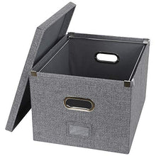 Load image into Gallery viewer, ATBAY File Storage Box Collapsible Large Capacity Office File Organizer for Letter/Legal Size Hanging File Folder Box, Gray 1Pack
