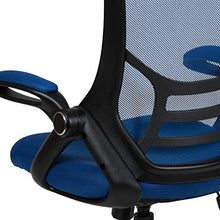Load image into Gallery viewer, Flash Furniture High Back Blue Mesh Ergonomic Swivel Office Chair with Black Frame and Flip-up Arms
