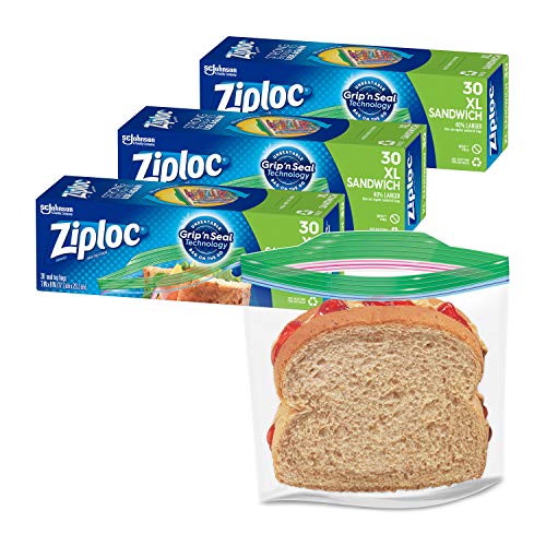 Ziploc Sandwich Bags, Xl, 3 Pack, 30 Ct