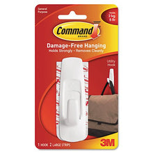 Load image into Gallery viewer, 3M Command Large Utility Hook, 5lb Capacity, White Plastic, 1 Hook/PK (17003ES)
